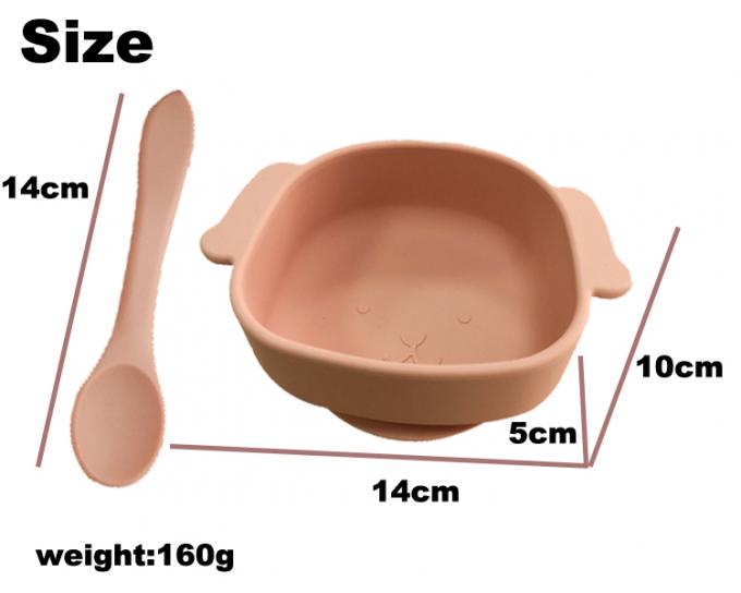 스푼과 아이들 흡수 사발을 위한 열-저항 화상 방지 실리콘 아기 실리콘 화채 세트 2021년 신제품