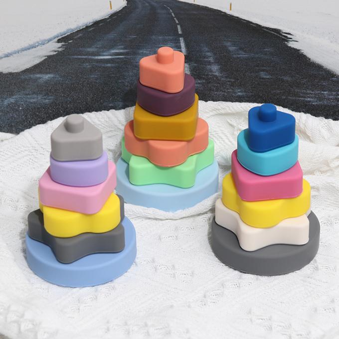 아이들 Ce 12*7.5*7.5cm 210g/set DL13J05 CN을 위한 교육용 완구를 쌓아 올리는 어린이들 창조적 건물 블록키드 장난감 실리콘 ;GUA
