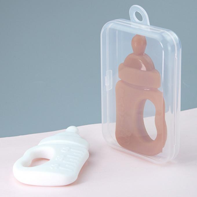 맞춘 새로운 디자인 병 이 한 입 스틱 실리콘 BPA 자유롭 아기 깨물고 노는 장난감은 상자를 갖고 놉니다