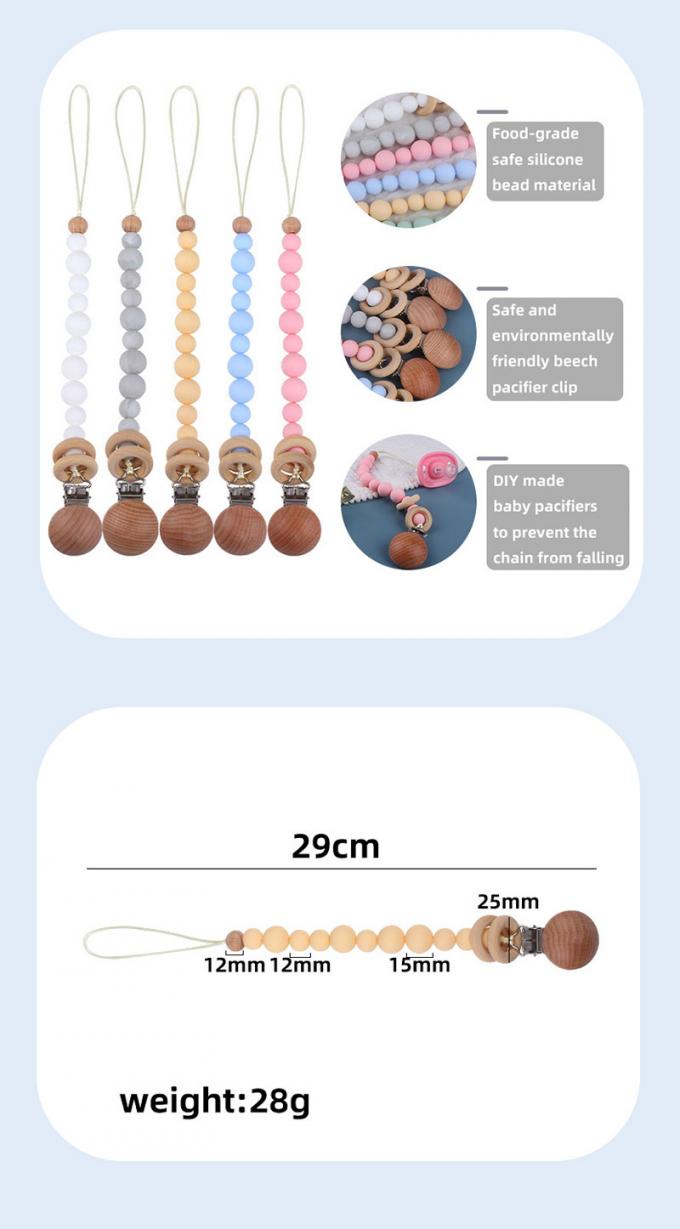 목형 링과 도매 환경 친화적 아기 실리콘 나무로 된 비즈 가상 아기 평화주의자 체인 예방