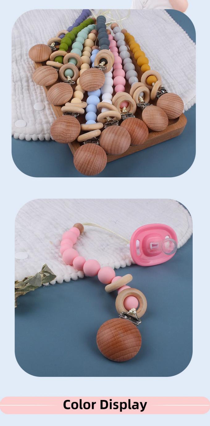 목형 링과 도매 환경 친화적 아기 실리콘 나무로 된 비즈 가상 아기 평화주의자 체인 예방