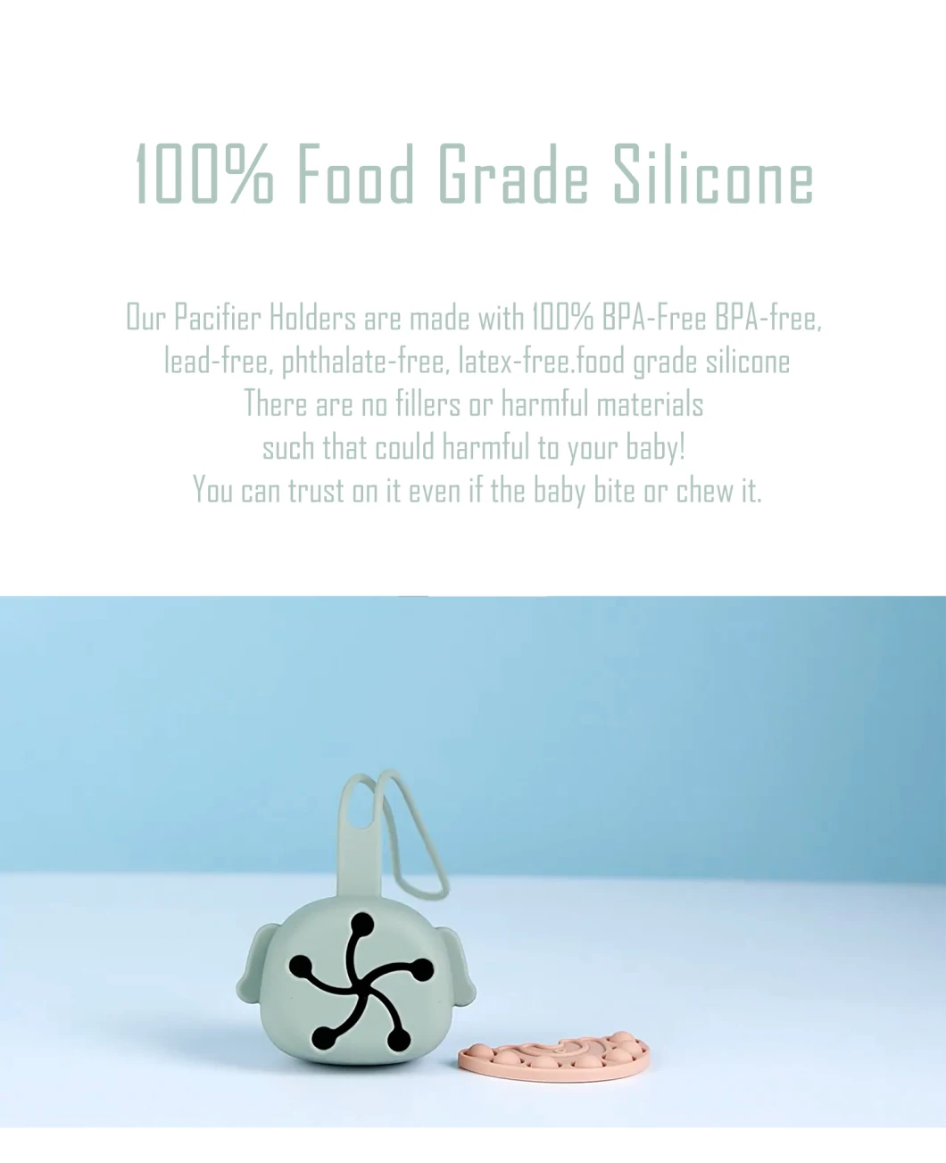 Dog-Shaped Food Grade Silicone Soother Container with Strap Dishwasher Free