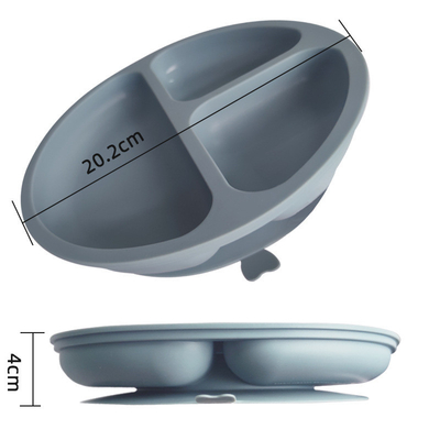 Children Non Slip Safety Rubber Silicone Divided Plate With Suction