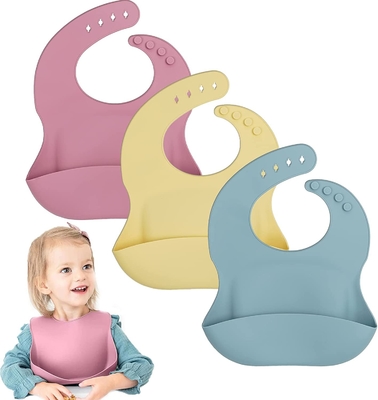 No Harmful Material Silicone Baby Bib Safe In Microwave Durable Logo Customized