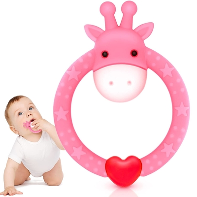 Safe In Sterilizer Molding In One Logo Customized Silicone Teether Toys Pain Relief