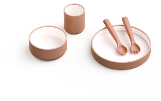 5 PCS FDA Approved Food Grade Silicone Dinnerware Set for Baby Feeding