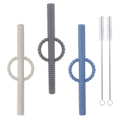 3 Pcs Prevent Swallowing Design Silicone Baby Teether Tubes for Infants