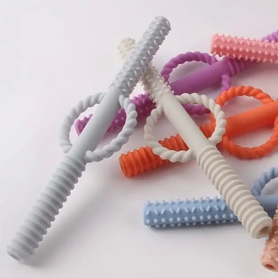 3 Pcs Prevent Swallowing Design Silicone Baby Teether Tubes for Infants
