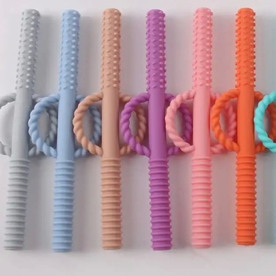 3 Pcs Prevent Swallowing Design Silicone Baby Teether Tubes for Infants