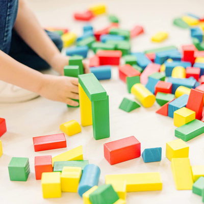 100 Blocks In 4 Colors And 9 Shapes Wooden Building Blocks Set For Baby Education