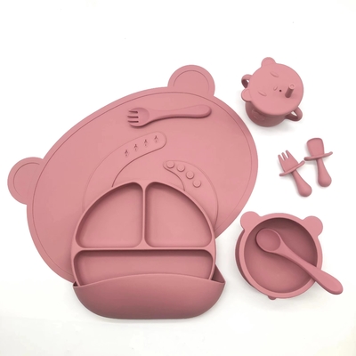 10 Pack Silicone Baby Feeding Set Toddlers Led Weaning Supplies with Suction Bowl