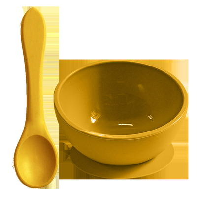Tableware PVC Free Silicone Suction Bowl 7.5cm Height And Weaning Spoon
