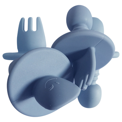 Phthalate Free Mini Silicone Baby Cutlery Baby Spoon And Fork Set FDA