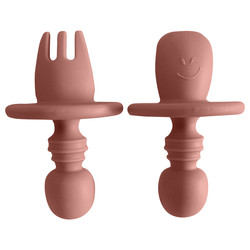 Phthalate Free Mini Silicone Baby Cutlery Baby Spoon And Fork Set FDA