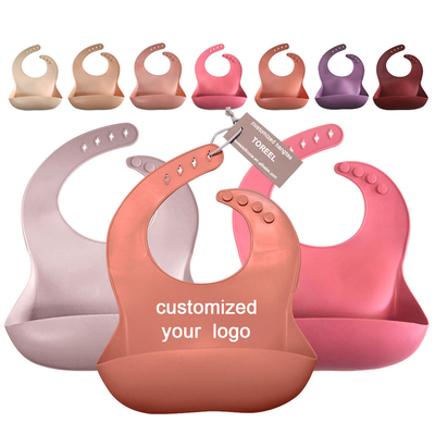 29x23cm Washable Phthalate Free Soft Silicone Baby Bib With Catch Pocket