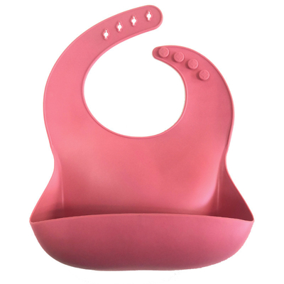29x23cm Washable Phthalate Free Soft Silicone Baby Bib With Catch Pocket