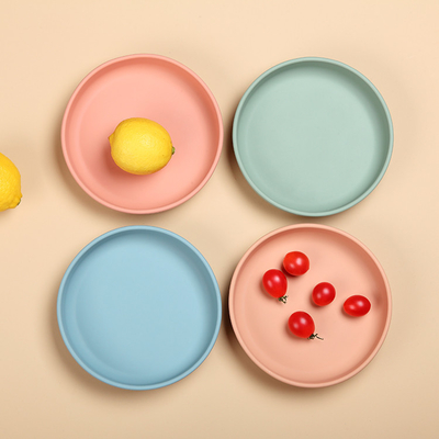 Round Shaped Toddler Feeding Silicone Baby Plate BPA Free 200g 17*17*3.5cm