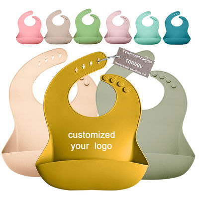 푸드 캐처와 OEM 맞춘 조정가능한 길이 실리콘 아기 앞치마의 가슴부분